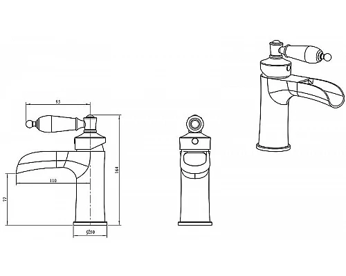 Заказать Смеситель для раковины Boheme Vogue 211-BSW Золото в магазине сантехники Santeh-Crystal.ru