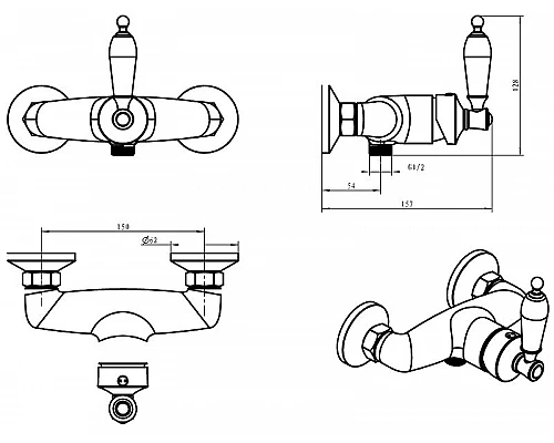 Заказать Смеситель для душа Boheme Vogue 224-BSW Хром в магазине сантехники Santeh-Crystal.ru