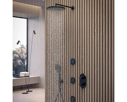 Заказать Смеситель для душа Bossini Apice Z00500.073 с термостатом Черный матовый в магазине сантехники Santeh-Crystal.ru