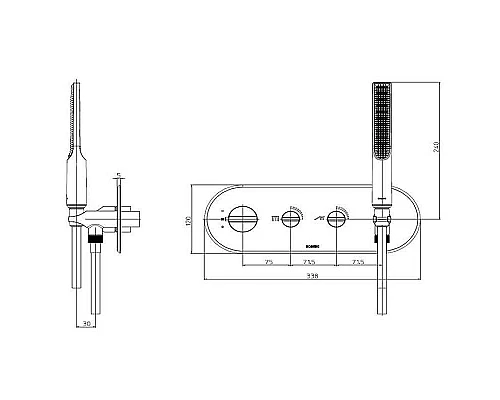 Заказать Смеситель для душа Bossini Apice Z00523.073 с термостатом Черный матовый в магазине сантехники Santeh-Crystal.ru