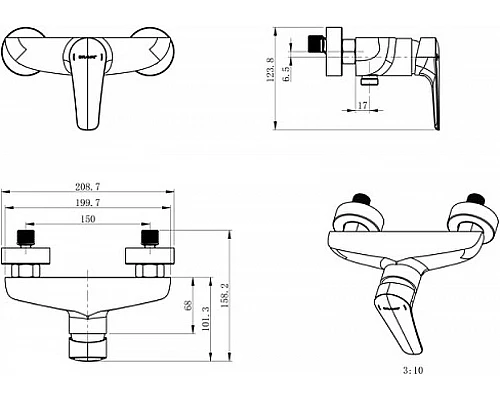 Заказать Смеситель для душа Bravat Arden F9351385CP-01-RUS Хром в магазине сантехники Santeh-Crystal.ru