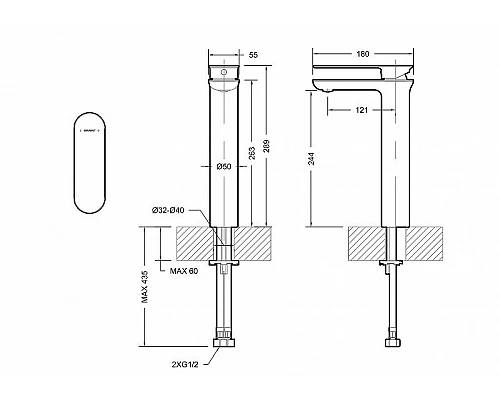 Приобрести Смеситель для раковины Bravat Gina F165104C-A-ENG Хром в магазине сантехники Santeh-Crystal.ru