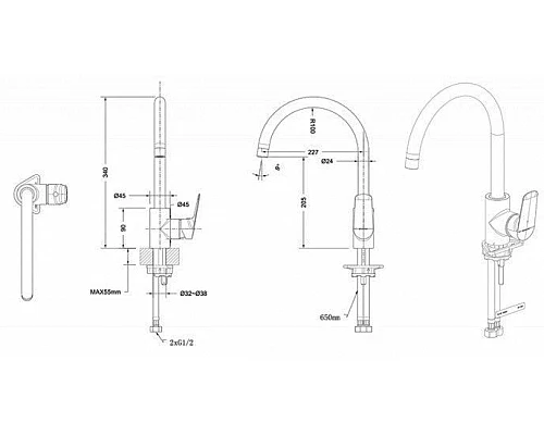 Приобрести Смеситель для кухни Bravat Rhein F7429564BW-ENG Черный матовый в магазине сантехники Santeh-Crystal.ru