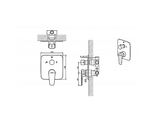 Заказать Смеситель для душа Bravat Source PB8173218BW-3-ENG Черный матовый в магазине сантехники Santeh-Crystal.ru