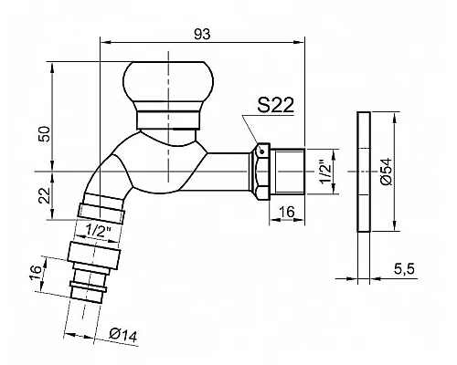 Заказать Кран для одного типа воды Bronze de Luxe 21982/2 Бронза с насадкой для шланга в магазине сантехники Santeh-Crystal.ru