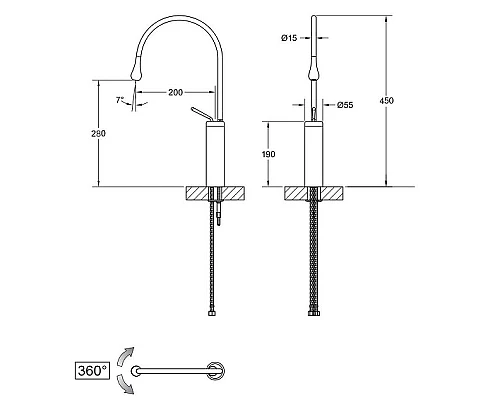 Купить Смеситель для раковины Bronze de Luxe Scandi 9015B Черный матовый в магазине сантехники Santeh-Crystal.ru