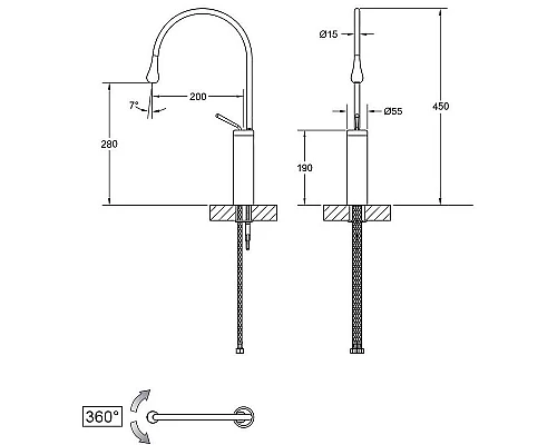Купить Смеситель для раковины Bronze de Luxe Scandi 9015BR Бронза в магазине сантехники Santeh-Crystal.ru