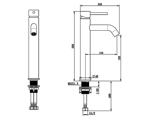 Приобрести Смеситель для раковины Bronze de Luxe Scandi 1452B Черный матовый в магазине сантехники Santeh-Crystal.ru