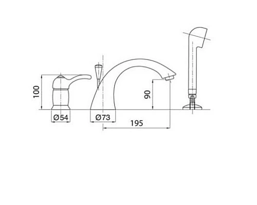 Купить Смеситель на борт ванны Bugnatese Lem 1950 CRDO Хром Золото в магазине сантехники Santeh-Crystal.ru