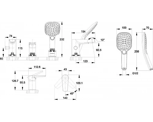 Приобрести Смеситель на борт ванны Cersanit Moduo 64100 Хром в магазине сантехники Santeh-Crystal.ru