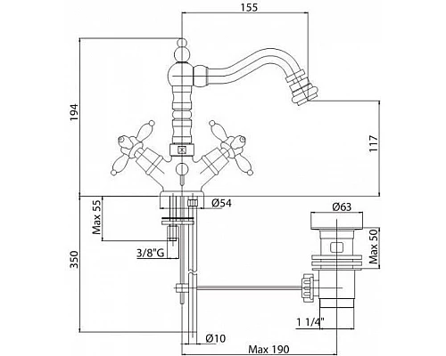 Купить Смеситель для биде Cezares Atlantis Nostalgia ATLANTIS-NOSTALGIA-BS2-03/24 Золото 24 карата в магазине сантехники Santeh-Crystal.ru