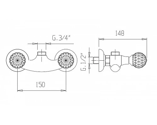 Купить Смеситель для душа Cezares Atlantis Nostalgia ATLANTIS-NOSTALGIA-DS-02 Бронза в магазине сантехники Santeh-Crystal.ru