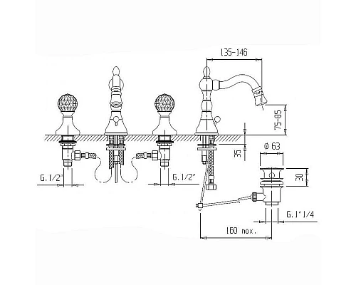 Купить Смеситель для биде Cezares Atlantis-Nostalgia ATLANTIS-NOSTALGIA-BBS2-01 Хром в магазине сантехники Santeh-Crystal.ru