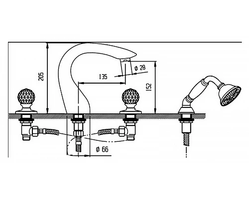 Заказать Смеситель на борт ванны Cezares Atlantis ATLANTIS-BVD-02-Sw Бронза кристаллы Swarovski в магазине сантехники Santeh-Crystal.ru