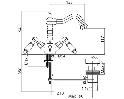 Приобрести Смеситель для биде Cezares Diamond DIAMOND-BS2-03/24-Sw Золото 24 карат в магазине сантехники Santeh-Crystal.ru