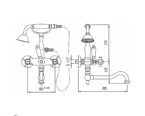 Смеситель для ванны Cezares Diamond DIAMOND-VDF-02-Sw Бронза