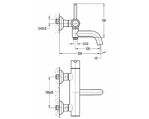 Заказать Смеситель для ванны Cezares Eco ECO-VD-BORO Брашированное золото в магазине сантехники Santeh-Crystal.ru