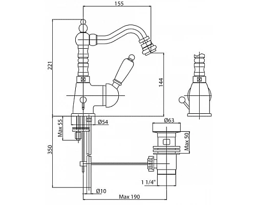 Купить Смеситель для биде Cezares Elite ELITE-BSM2-02-Bi Бронза в магазине сантехники Santeh-Crystal.ru