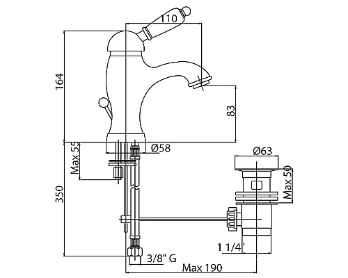 Приобрести Смеситель для раковины Cezares Elite ELITE-LSM1-01-Bi Хром в магазине сантехники Santeh-Crystal.ru
