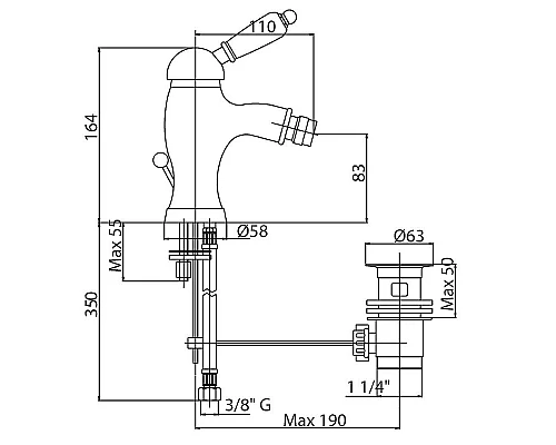 Купить Смеситель для биде Cezares Elite ELITE-BSM1-03/24-Bi Золото 24 карат в магазине сантехники Santeh-Crystal.ru