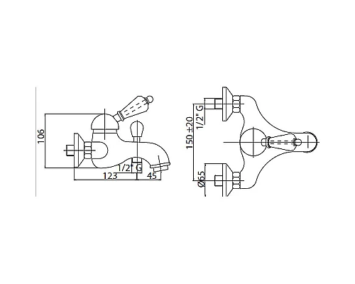 Приобрести Смеситель для ванны Cezares Elite ELITE-VM-02-Bi Бронза в магазине сантехники Santeh-Crystal.ru