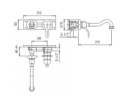 Смеситель для раковины Cezares Elite ELITE-BLS1-03/24-Nc Золото 24 карат