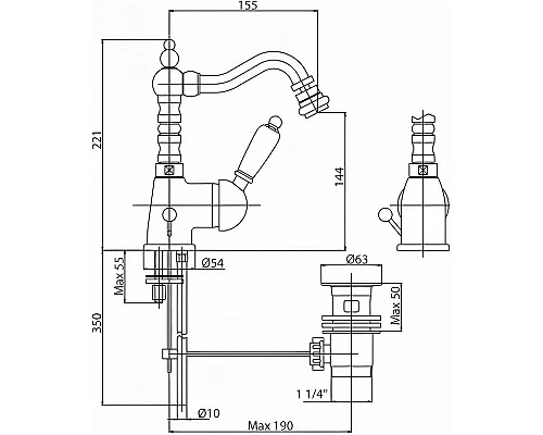 Смеситель для биде Cezares Elite ELITE-BSM2-01-Nc Хром