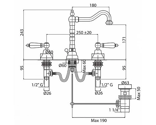 Купить Смеситель для раковины Cezares First FIRST-BLS2-01-Bi Хром в магазине сантехники Santeh-Crystal.ru