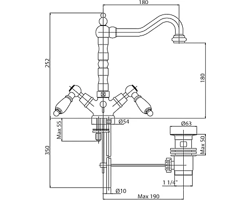Заказать Смеситель для раковины Cezares First-LS2-03/24-Bi Золото 24 карат в магазине сантехники Santeh-Crystal.ru