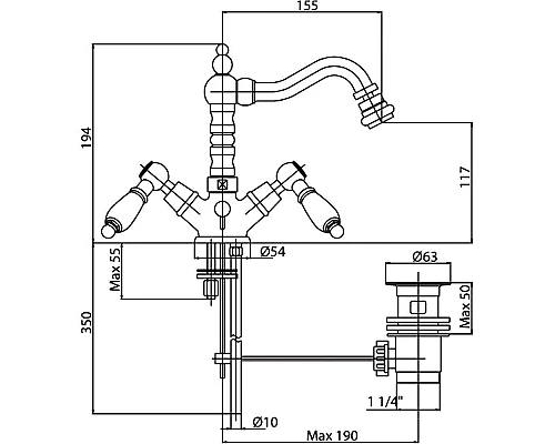 Приобрести Смеситель для биде Cezares First-BS2-03/24-Bi Золото 24 карат в магазине сантехники Santeh-Crystal.ru