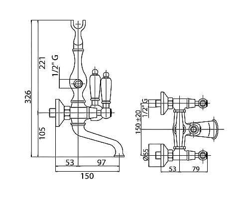 Заказать Смеситель на борт ванны Cezares First-PBV-01-M Хром в магазине сантехники Santeh-Crystal.ru