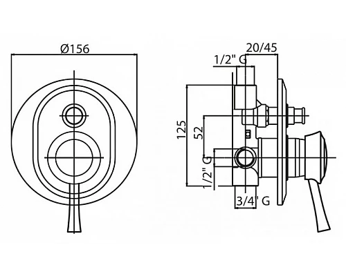 Купить Смеситель для душа Cezares Giubileo GIUBILEO-VDIM-02 Бронза в магазине сантехники Santeh-Crystal.ru