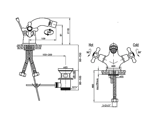 Заказать Смеситель для биде Cezares Golf-BS1-01 Хром в магазине сантехники Santeh-Crystal.ru