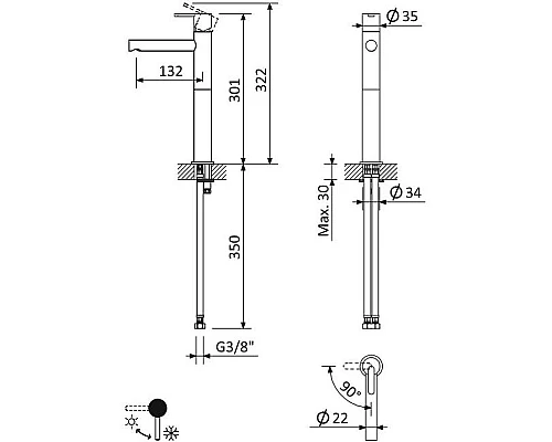 Заказать Смеситель для раковины Cezares LEAF-LC1-NOP Черный матовый в магазине сантехники Santeh-Crystal.ru