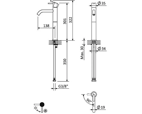 Приобрести Смеситель для раковины Cezares LEAF-LC2-01-W0 Хром в магазине сантехники Santeh-Crystal.ru