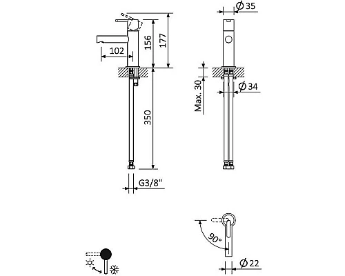 Приобрести Смеситель для раковины Cezares LEAF-LSM1-01-W0 Хром в магазине сантехники Santeh-Crystal.ru