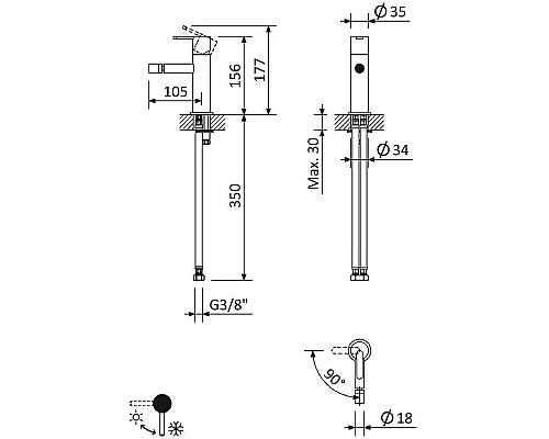 Купить Смеситель для биде Cezares Leaf LEAF-BSM-L-NOP Черный матовый в магазине сантехники Santeh-Crystal.ru