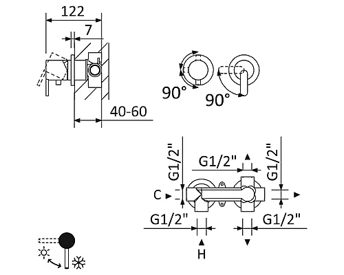 Смеситель для душа Cezares Leaf LEAF-VDIM3-D-L-01 Хром