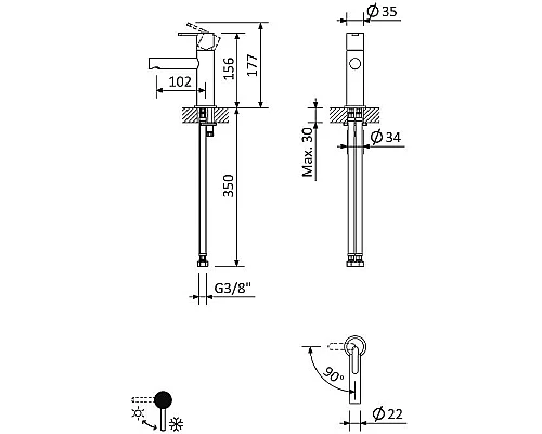 Смеситель для раковины Cezares Leaf LEAF-LSM1-L-01-W0 Хром