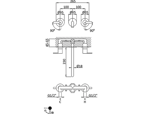 Смеситель для раковины Cezares Leaf LEAF-BLI3L-L-SR Sunrise