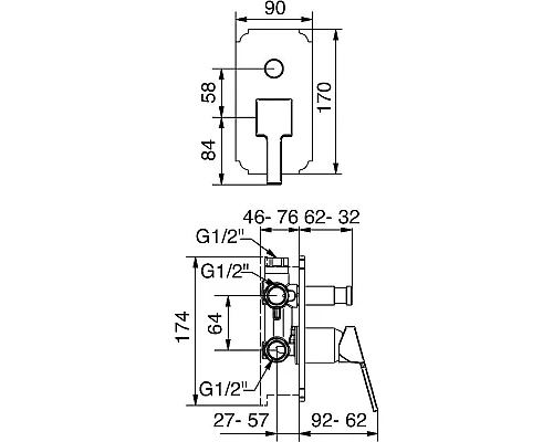 Купить Смеситель для душа Cezares Legend-VDIM-01 Хром в магазине сантехники Santeh-Crystal.ru