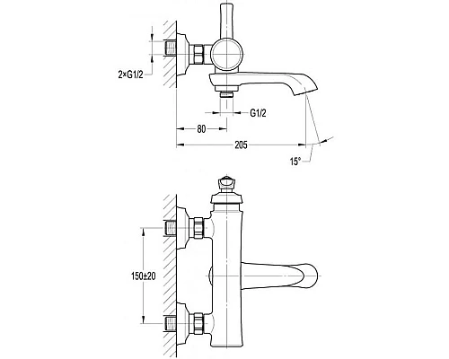 Купить Смеситель для ванны Cezares LIBERTY-F-VD-01 Хром в магазине сантехники Santeh-Crystal.ru