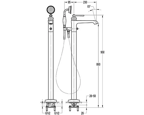 Заказать Смеситель для ванны Cezares LIBERTY-F-VDP-01 Хром в магазине сантехники Santeh-Crystal.ru