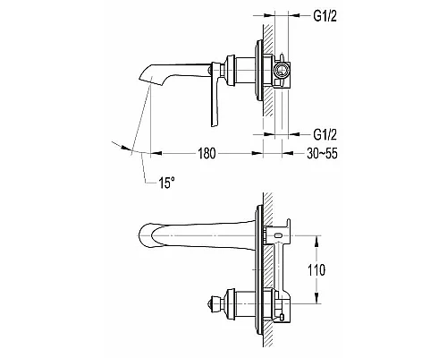 Купить Смеситель для раковины Cezares Liberty LIBERTY-F-BLI-01-W0 Хром в магазине сантехники Santeh-Crystal.ru