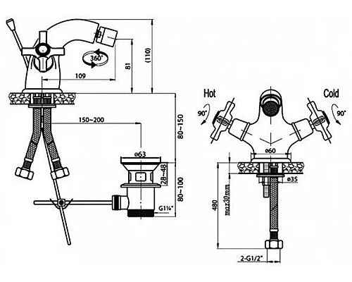 Приобрести Смеситель для биде Cezares Lord LORD-BS1-01 Хром в магазине сантехники Santeh-Crystal.ru