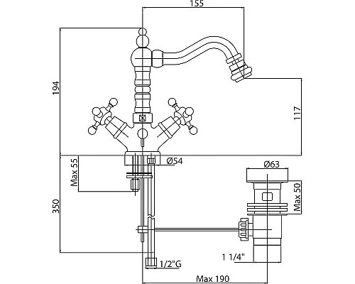 Купить Смеситель для биде Cezares Lord-BS2-02 Бронза в магазине сантехники Santeh-Crystal.ru