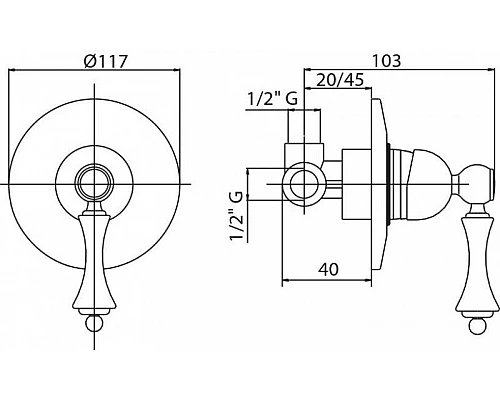 Приобрести Смеситель для душа Cezares Margot MARGOT-DIM-02-Bi Бронза в магазине сантехники Santeh-Crystal.ru