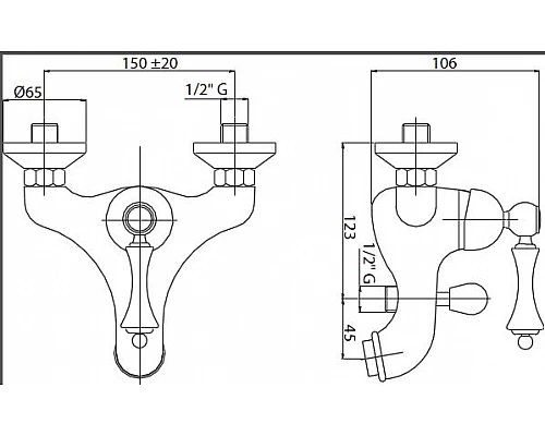 Приобрести Смеситель для ванны Cezares Margot MARGOT-VM-02-Bi Бронза в магазине сантехники Santeh-Crystal.ru