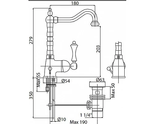 Приобрести Смеситель для раковины Cezares Margot MARGOT-LSM2-03/24-M Золото 24 карата в магазине сантехники Santeh-Crystal.ru