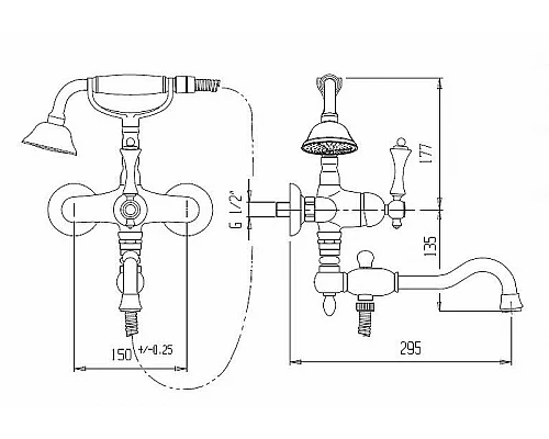 Приобрести Смеситель для ванны Cezares Margot MARGOT-VDFM2-02-Bi Бронза в магазине сантехники Santeh-Crystal.ru